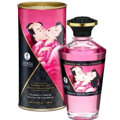 Sex Shop Online y Tienda Erótica 10€ - Erolie, SHUNGA - ACEITE MASAJE EFECTO CALOR SABOR INTENSO FRAMBUESA 100 ML